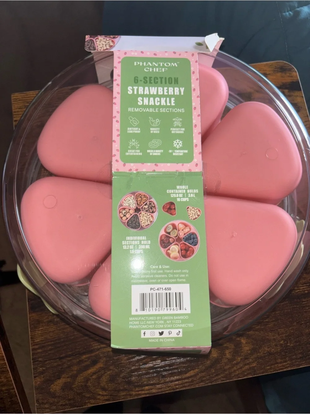 🍓🩷Phantom Chef 6-Section Strawberry Snackle - Pink NWT 🩷🍓